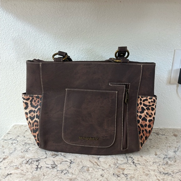 Montana West Brown and Leopard Tote - Picture 3 of 8